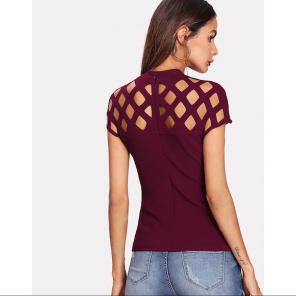 🚫LAST ONE🚫NWOT Burgundy caged top - Picture 3 of 5